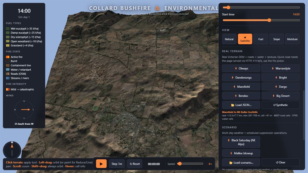 Bushfire trainer terrain preview
